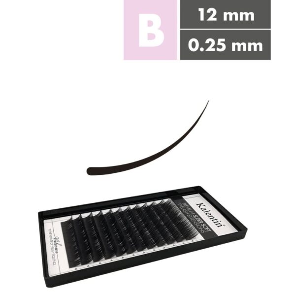 Kalentin Extensiones De Pestañas Clásicas Curva B 0,25 12mm